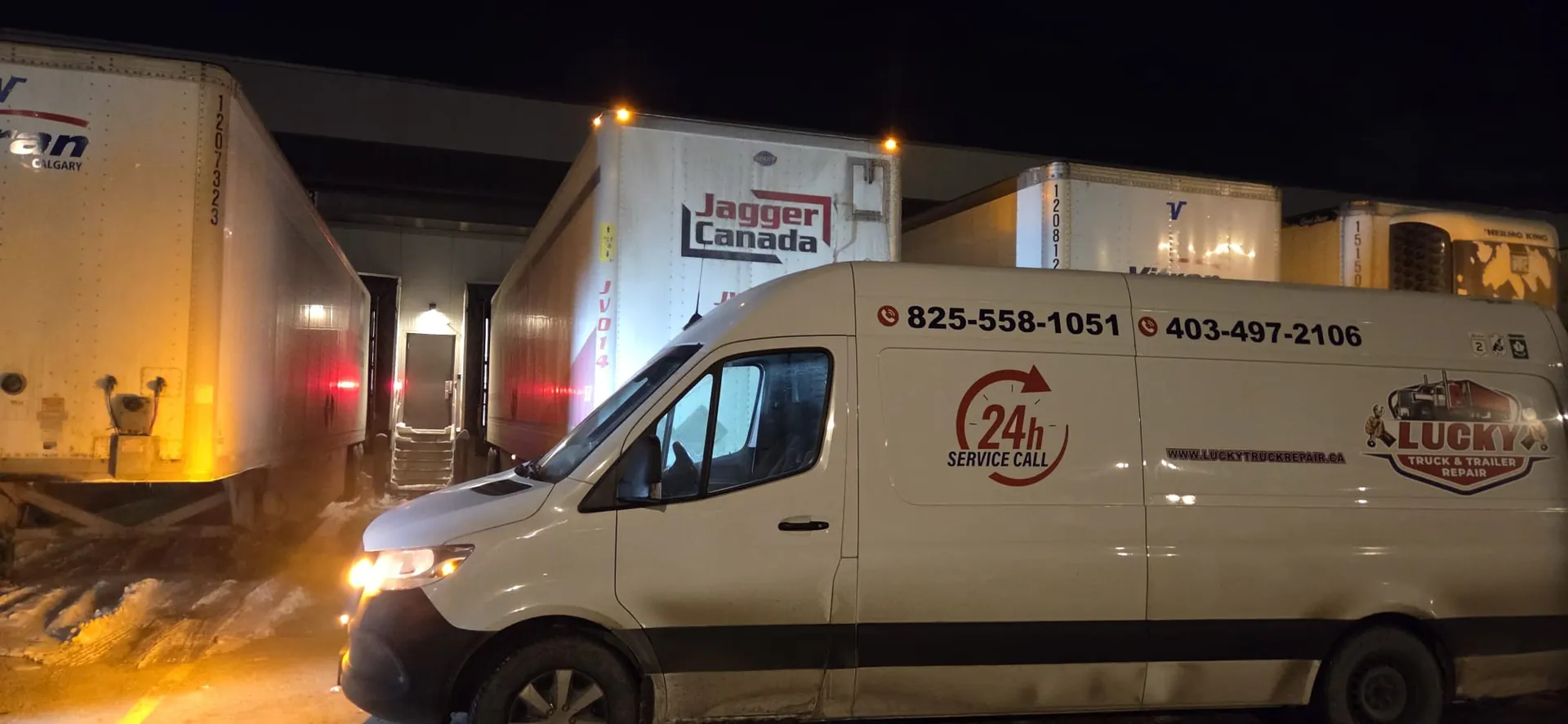 Mobile fleet repair at a loading dock in Calgary, Alberta